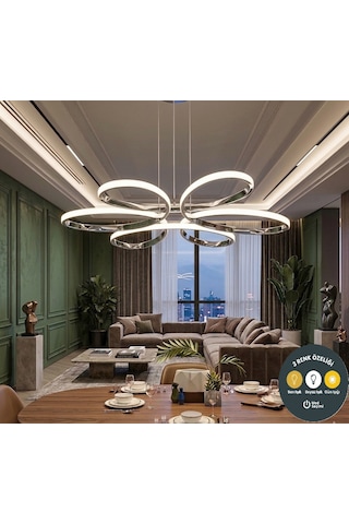 Yonca 6 Lı Krom Sarkıt 3 Renkli Salon Mutfak Çocuk Odası Yemek Masası Ve Antre İçin Modern Led