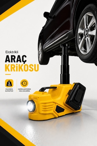 Araç Krikosu Elektrikli Seti 5 Ton Kaldırma Bijon Sökme Kompresör Fenerli Araç Tamir Kiti