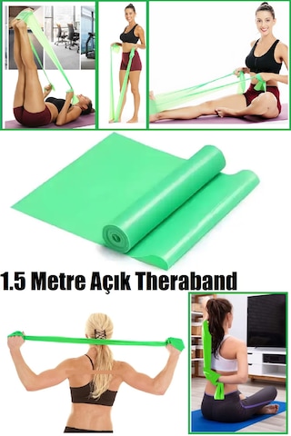 1.5 Metre Yeşil Yoga Pilates Egzersiz Bandı Terabant Açık Uçl...