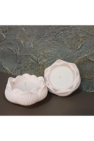 El Yapımı Mumlu Lotus Pudra Pembe - Beyaz - Açık Kahverengi - Koyu Füme