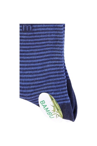 Morven Erkek Lacivert Bambu Berk Çizgili Desenli Uzun Çorap Lacivert