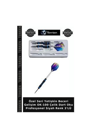 Özel Seri Yetişkin Beceri Gelişim Ok-100 Çelik Dart Oku Profesyonel Siyah Renk 3'lü