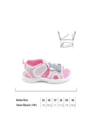 Gezer Kız Çocuk Bilekten Cırtlı Ayarlanabilir Pvc Rahat Esnek Taban Günlük Sandalet Gri