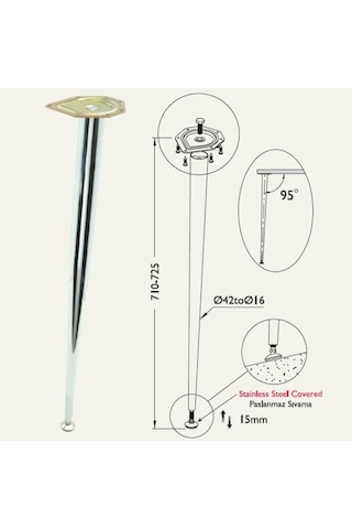 Gürçayhırdavat Masa Ayağı 11.460 - 42-16Mm Konik Açılı (4 Adet)