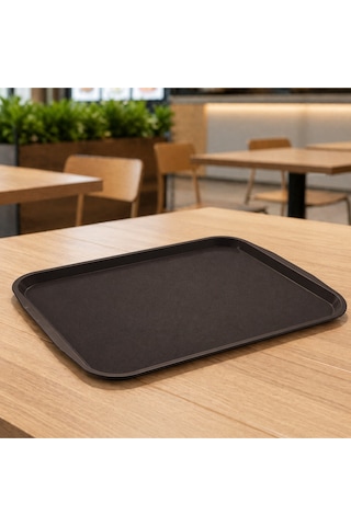Abs Servis Tepsisi Kaymaz Yüzeyli 32x44 Cm Kahverengi Renk Endüstriyel Kullanıma Uygun, Kırılmaz, Bpa Free 7 Renk Seçenekli