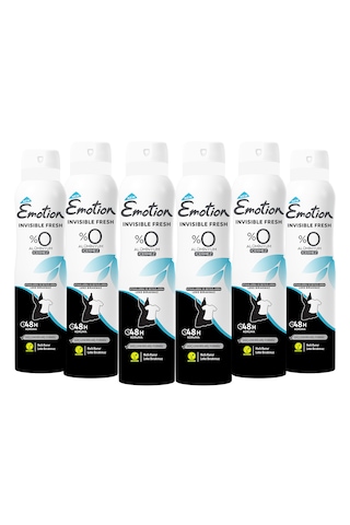 Emotion Invisible Fresh Black & White Kadın Sprey Deodorant 6 x 150 ML