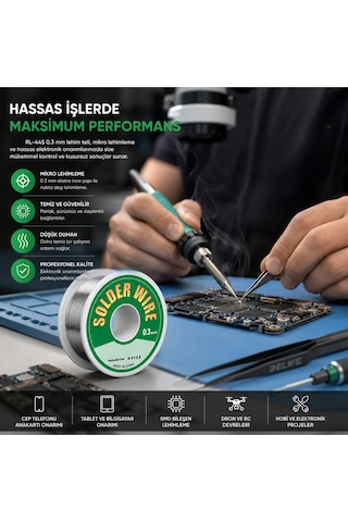 Rl-445 0.3 Mm İnce Lehim Teli Hassas Elektronik Ve Cep Telefonu Anakart Tamir Lehimi