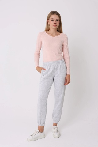 Defys Defy's Kadın İçi Polarlı 3 İplik Regular Fit Beli Ve Paçası Lastikli Gri Jogger Eşofman Altı Gri Melanj - 747316938 GRİ MELANJ