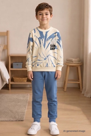 Pina Kids Erkek Çocuk Batik Desenli Okul Günlük Eşofman Takımı Esf7037 Mavi