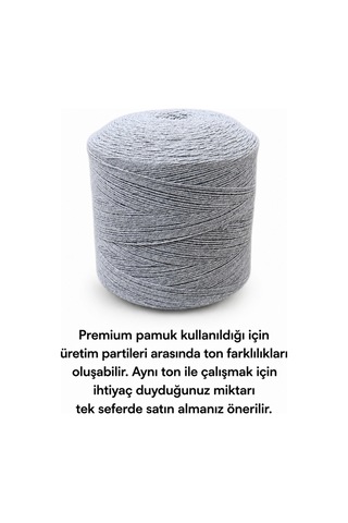 1 Kg Pamuklu El Örgü İpi Runner İpi- Amigurumi Koton İp Punch İpi Motif Açık Gri Renk