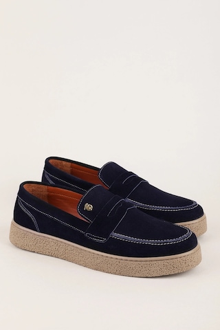 Gondol Erkek Hakiki Deri Casual Flötr Ayakkabı Moc-toe Cz.464 Lacivert