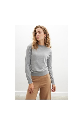 Styleboom X Peraluna Chelsea Pullover Bisiklet Yaka Standart Kesim Kadın Triko Kazak - Gri-gri Gri