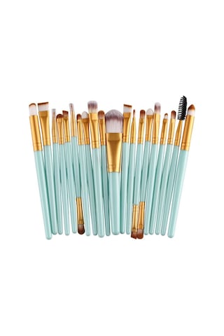 Cbtx Ahşap Saplı Makyaj Fırça Seti Altın - Yeşil 20'li