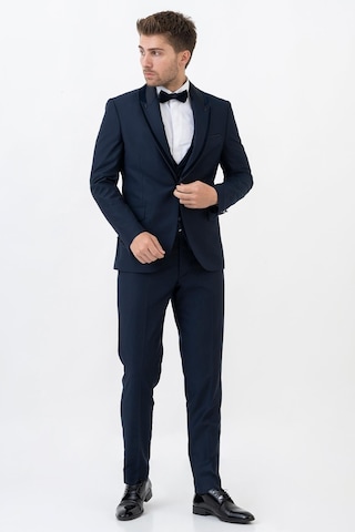 White Stone Amsterdam D0115 Slim Fit 6 Drop Şal Yaka Damatlık Takım Elbise K.Laci - 52 Koyu Lacivert