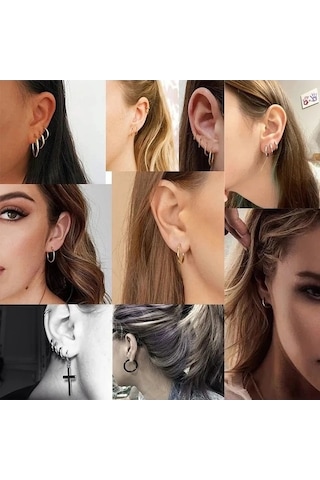 Flybuy 2 Adet Yuvarlak Halka Küpe, Kadın Erkek A1 Gümüş Paslanmaz Çelik, 20mm Dairelik, Moda Ve Trendli Stille/ Gümüş