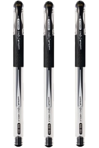 Uniball Signo Needle 0.38 İğne Uçlu Jel Kalem Siyah Üç Adet