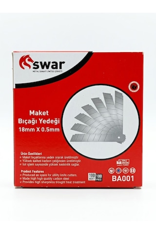 Swar Çelik Maket Bıçağı Yedeği Karbon 18mm