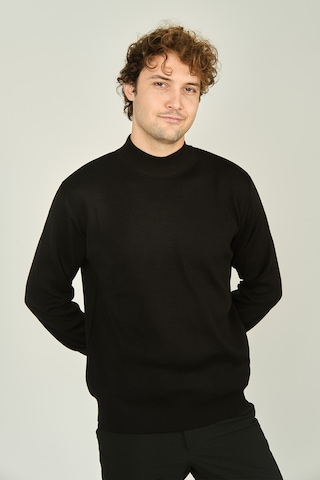 Ateş Triko Erkek Yarım Balıkçı Yaka Yün Kazak 6091024 Siyah Siyah