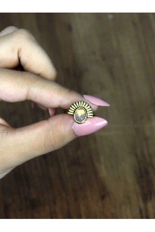 Doğal Taş Pembe Kuvars Taşlı Antik Model Kadın Ayarlanabillir Yüzük Euy82pk Pembe