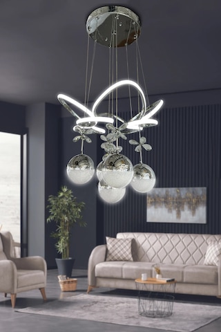 Kral Tacı 5 Top Modern Sarkıt Led Avize Çok Renkli