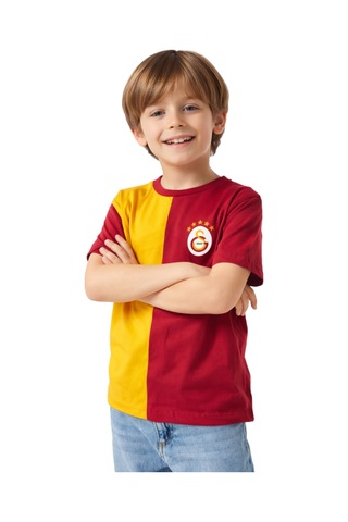 Galatasaray Parçalı Sarı-kırmızı 5 Yıldız Çocuk T-shirt Kırmızı - Sarı