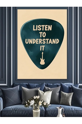 Gitar Pena Müzik Dinle Dekoratif Kanvas - Mdf Ahşap Tablo