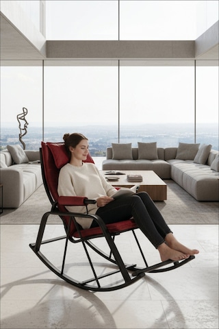 Sallanan Sandalye, Metal Ayaklı Tv Koltuğu, Sallanır Dinlenme Koltuğu, Demonte Sallanan Berjer Bordo