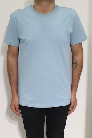 Santa Dmc Tekstil Erkek Düz Spor Kesim Normal Kalıp Bisiklet Yaka T-shirt Mavi