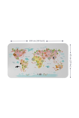 Eğitici Dünya Haritası Dünya Atlası Çocuk Ve Bebek Kız Çocuğu Odası Duvar Sticker-60x105-3777 - Renkli Çok Renkli
