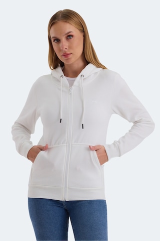 Slazenger Katya Kadın Fermuarlı Kapüşonlu Cepli Beyaz Sweatshirt Beyaz