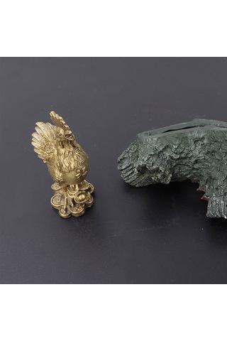 Vkemall El Yapımı Bakır Horoz Figürü - Feng Shui İçin Para Çağırıcı Ve Kötülükten Koruyucu Ev Dekorasyonu 6x5x10 Cm