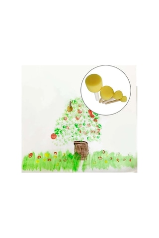 35x50 Resim Defteri + Parmak Boyası Baskı Seti Ponpon Fırçalı Set Yıkanabilir Çok Renkli