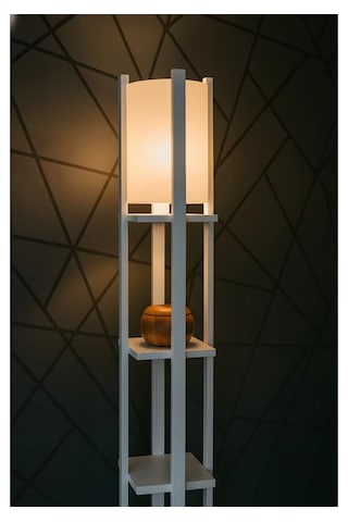 Artıled Modern Metal Gövdeli-raflı Dekoratif Ayaklı Lambader 22x22x145 Bej