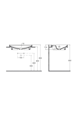 Isvea Infinity Inset Batarya Delikli Lavabo 55CM Fil Dişi