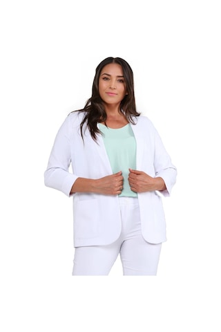 Hanezza Yeni Sarap Rengi Kadın Blazer Ceket Büyük Beden Takım Elbise Uyumlu Beyaz - 5553107 Beyaz