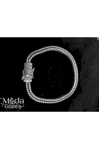Modagümüşevi Hasır Örgülü Gümüş Erkek Bileklik