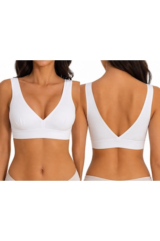 Best Bra Lingerie Best Bra Dikişsiz Balensiz V Yaka Sütyen Lazer Kesim İz Yapmaz Push-up Comfort Bralet Büstiyer Beyaz