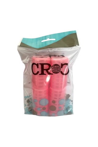 Croc 4lü Küçük Boy Plastik Bigudi Pembe Cb21 - Cırtlı Yapışkanlı Saç Bigudisi Pembe