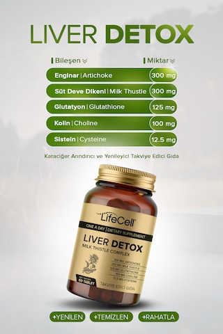 Lifecell Liver Glutatyon Devedikeni Ve Enginar Takviye Edici Gıda 60 Tablet