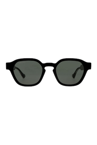 Gucci Gg 1730s 001 50 Erkek Oval Siyah Kemik Güneş Gözlüğü Siyah
