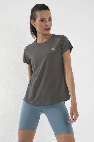 Koyu Gri Basic Kısa Kol Standart Kalıp O Yaka Kadın T-shirt - 97144 Koyu Gri