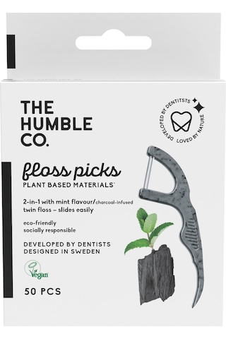 The Humble Co. Floss Picks Kömür Etkili Kürdanlı Nane Aromalı Diş İpi 50'li