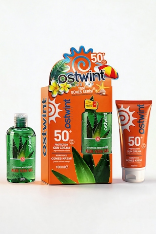 Güneş Kremi Ve Yoğun Nemlendirici Aloe Vera Jel Set, E Vitaminli, Spf 50 Yüksek Koruma, 100ml 100ml