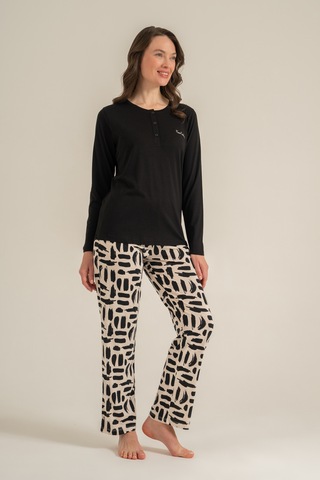 Pierre Cardin 9300 Modal Uzun Kol Kadın Pijama Takımı Siyah