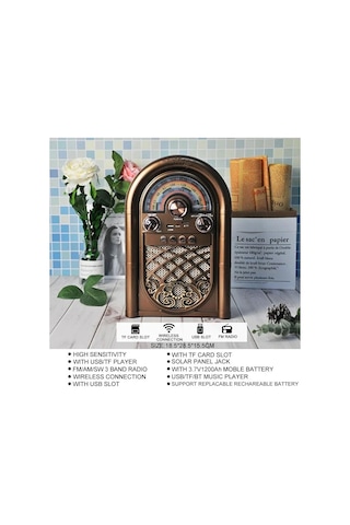 Retro Radyo Taşınabilir Bluetooth Speaker Ve Hoparlör Ahşap Kaplama Klasik Antika Tarzı İç Ve Dış Mekan Multiband Usb Girişli Dekoratif Klasik Radyo R-1950-btl Bordo R-1950-btl