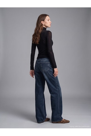 Dilvin 72358 Blue Black Geniş Pantolon-lacivert