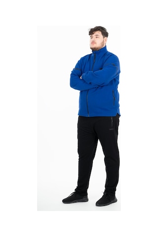 Maraton Sportswear Büyük Beden Erkek Hakim Yaka Dar Paça Uzun Kol Basic Saks Eşofman Takımı 21518-Saks Saks Mavi