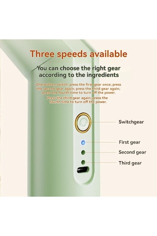 Katlanır Taşınabilir Elektrikli Yiyecek Mikseri Usb Şarj Elektrikli El Mikseri Yumurta Çırpıcı Ev Mutfak Aletleri Açık Yeşil Açık Yeşil