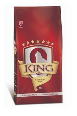 King Plus Kuzu Etli ve Pirinçli Yetişkin Kedi Maması 15 KG