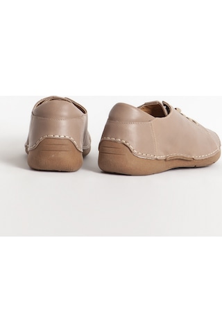 Dericlub Kadın Comfort Lastik Bağcıklı Spor Günlük Ayakkabı Gerçek Deri Br 44186 Vizon